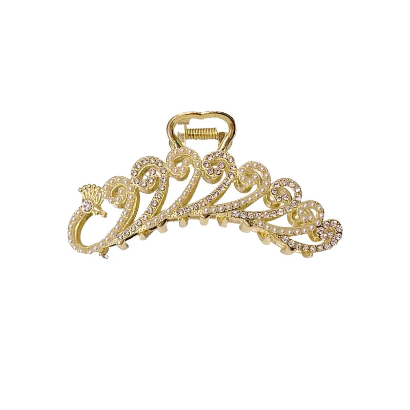 2021 New Elegant Gold Hollow Geometric Metal Hair Claw Vintage Hair Clips For Women Headband Hairpin Hair Crab Hair Accessories