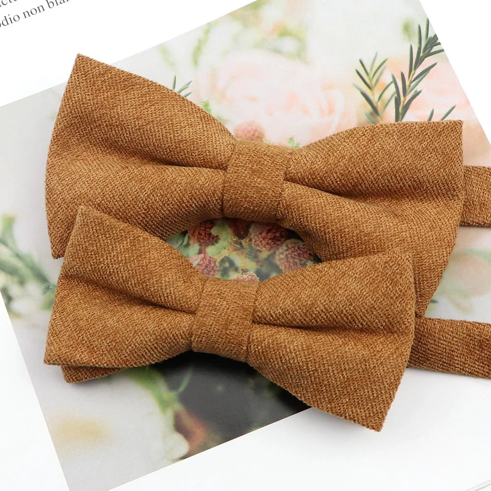 Mens Super Soft Downy Suede Parent-Child Bowtie Set Macarons Solid Color Classic Design Cute Butterfly Red Green Blue Pink Tie