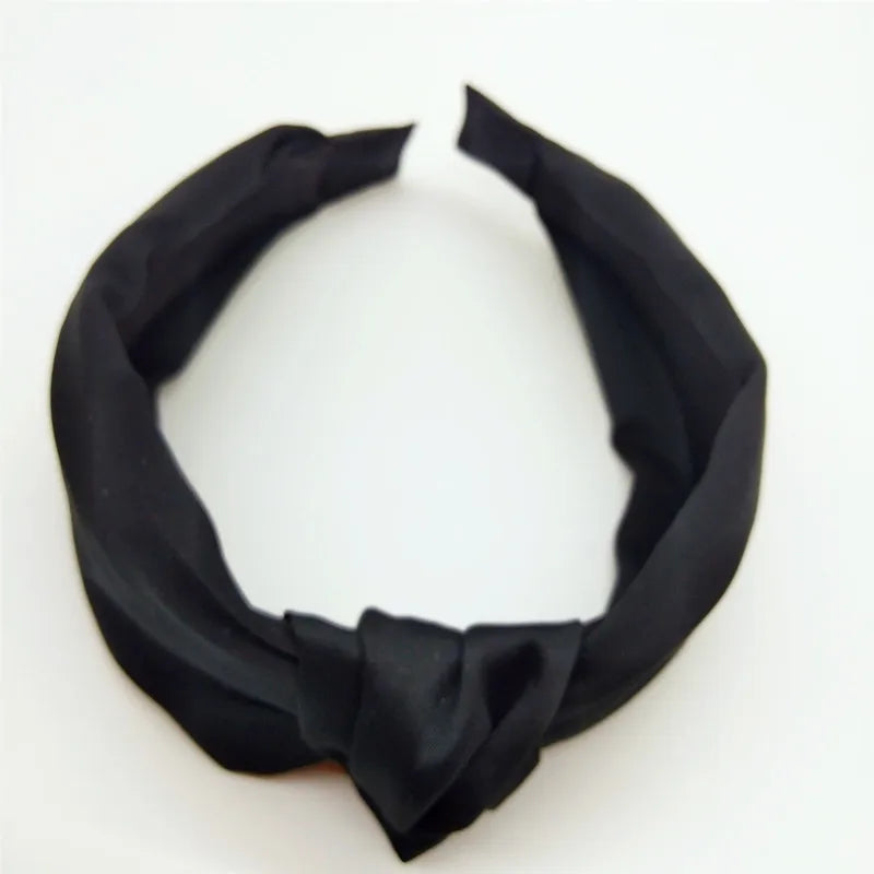 Fashion Top Knot Satin Headbands Wide Fabric Makeup Hairbands for Women Girls Ladies Washing Hair Hoops Bezel Hair Accessories