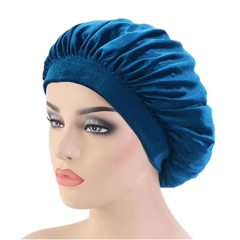 New velvet high elastic wide-brimmed nightcap flannel round hat chemotherapy hat scarf hat