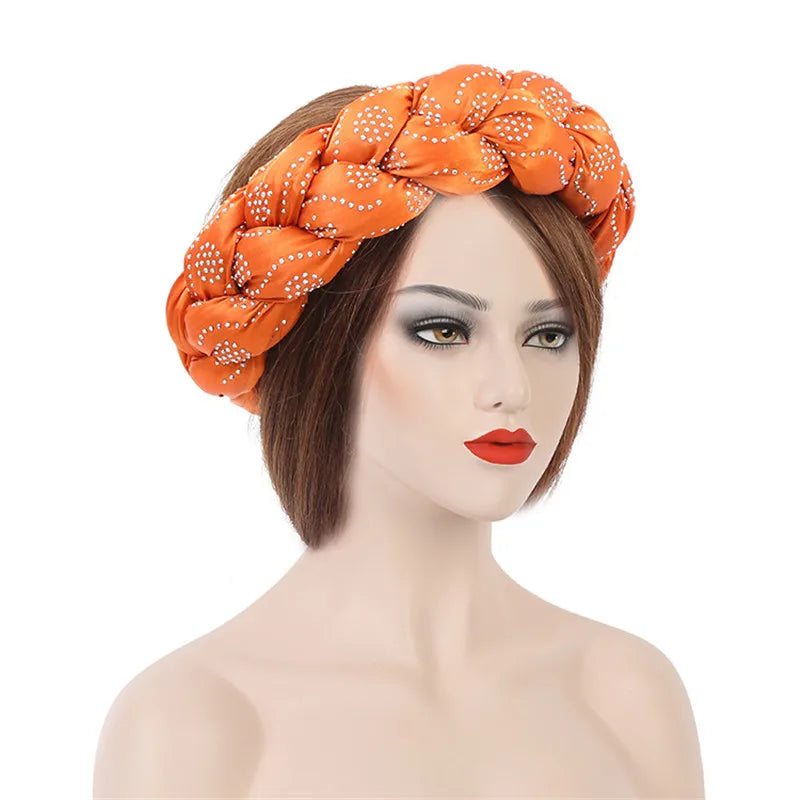 Latest Exaggerated Satin Twist Braids Headband Handmade African Headtie Nigerian Wedding Gele Women Turbans Ladies Head Wraps