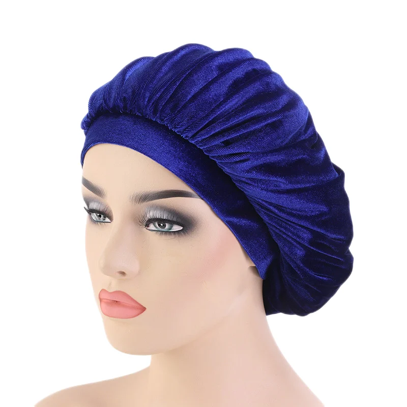 New velvet high elastic wide-brimmed nightcap flannel round hat chemotherapy hat scarf hat
