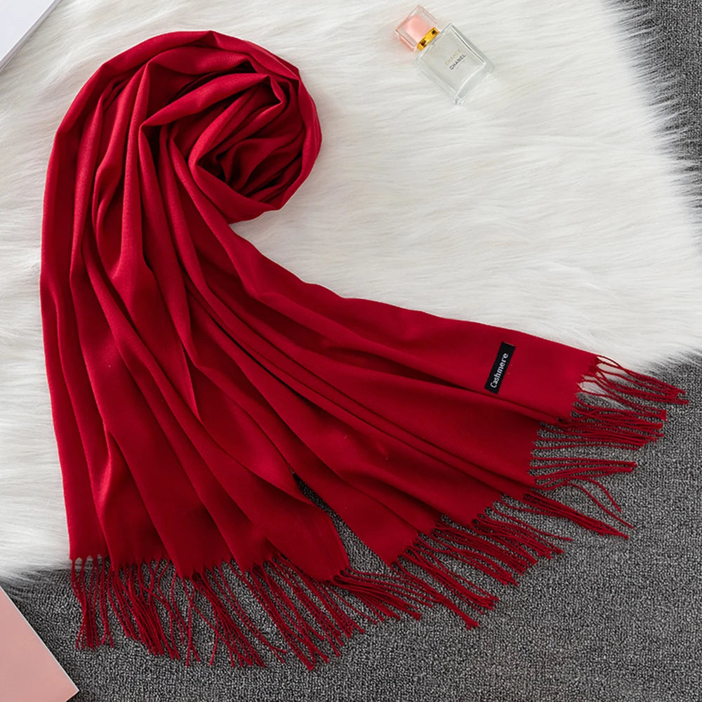 Fashion Solid Scarf Women Cashmere Soft Winter Warm Scarves Hijab Female Long Headband Shawl Wraps Bandana Foulard 2022 Echarpe