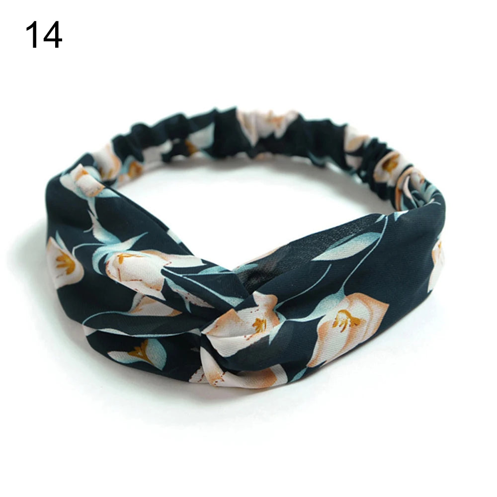 New Fashion Women Girls Bohemian Hair Bands Print Headbands Vintage Cross Turban Bandage Bandanas HairBands Hair Accessories
