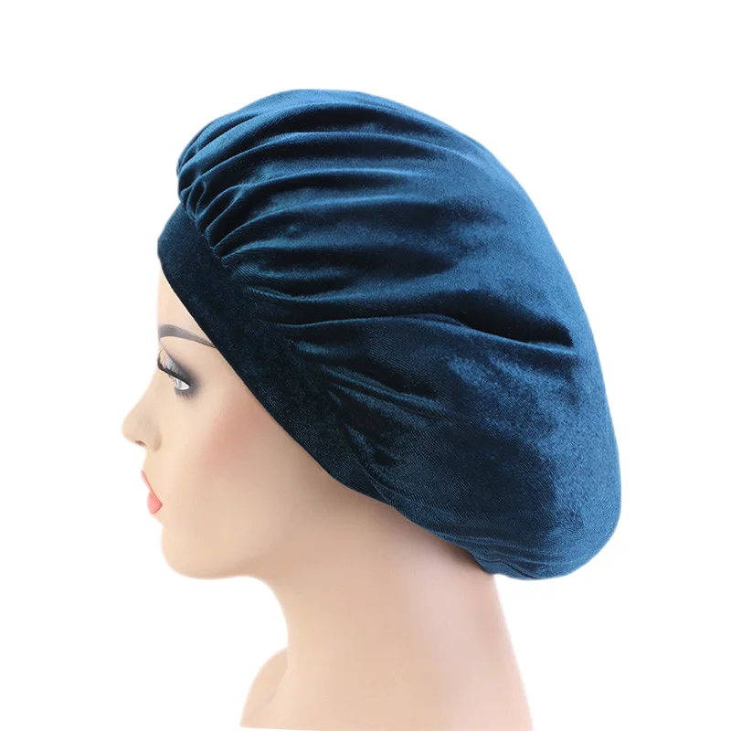 New velvet high elastic wide-brimmed nightcap flannel round hat chemotherapy hat scarf hat