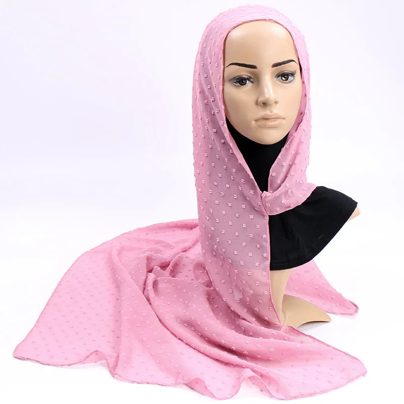 Plain Colour Bubble Chiffon Scarf Hijab Double Loop Instant Hijab Muslim Women Head Shawl Islamic Ready to Wear Hijabs Scarves