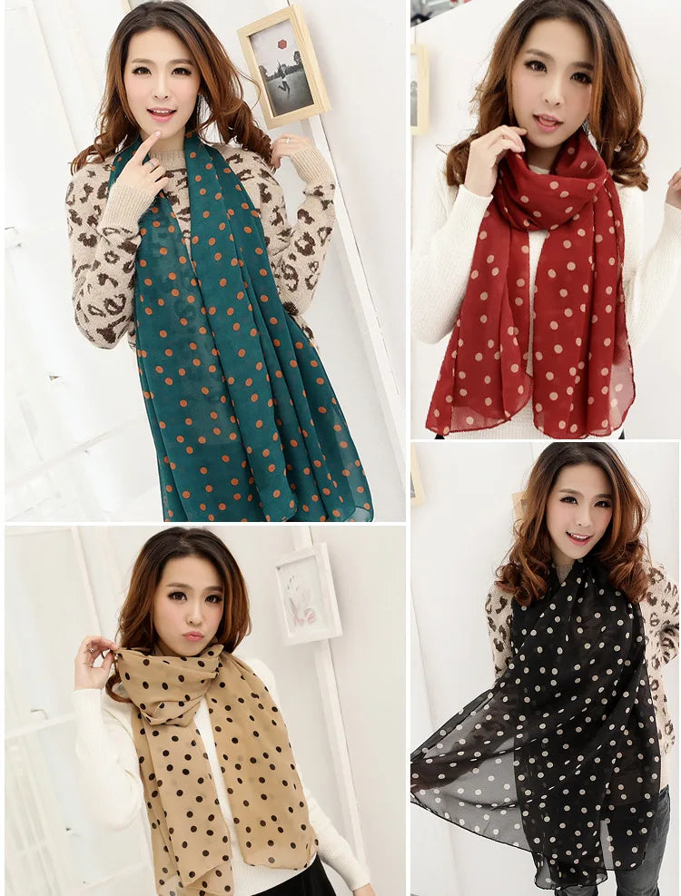 1PC Lovely Fashion Women Soft Cotton Lady Comfortable Long Neck Large Scarf Shawl Voile Stole Dot Warm Scarves Gift Hot