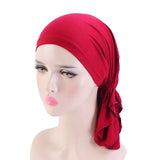 Muslim Bamboo Pre-Tied Scarf Chemo Bonnet Caps Women Turban Hat Headwear Headscarf Wrap Cancer Bandanas Hair Accessories