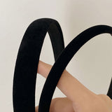 SWINATE Fashion Women Basic Black Velvet Hairband Double Size Headband Stretch Hair Hoop Simple Plain Style Easy For Wearing
