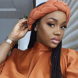 Exaggerated Big Braid Head Band African Raw Silk Turban Cap for Women Lady Nigeria Wedding Party Headpiece Female Headband Mujer