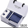 Brand 100% Silk Ties Gift box Office  Men Classic Party Wedding striped 7.5cm Silk Wedding  Floral Tie Necktie Handkerchief Set