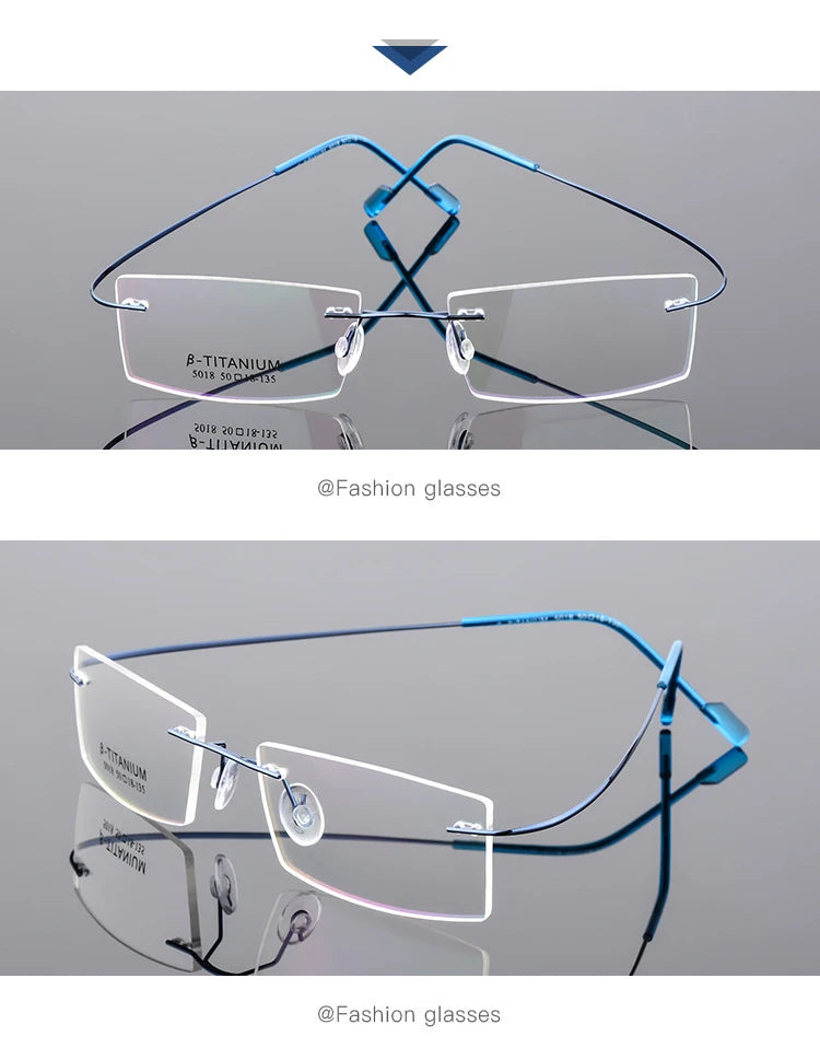 Titanium Eyeglasses Rimless Optical Ultralight Glasses Frame No Screw Prescription Spectacle Frameless Glasses Eyeglasses B2
