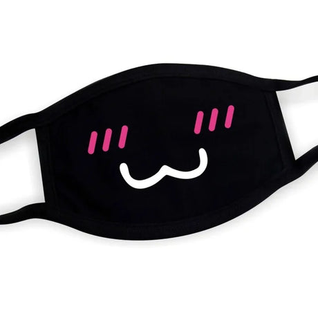 Super Cute Expression Smile Breathable Mouth Face Mask For Korean Black Kpop Unisex Kawaii Face Mouth Muffle Mask Cotton Anime