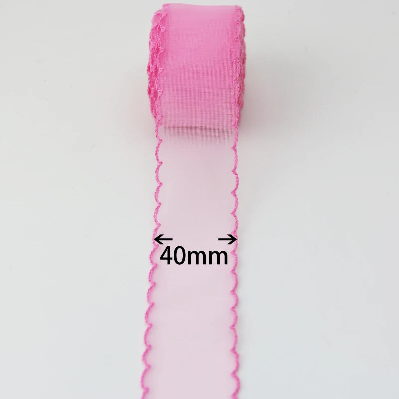 Organza Ribbon Silk Wavy 40mm Hair Bow Material Ornamental Gift Wrap Decoration Lace Ribbons