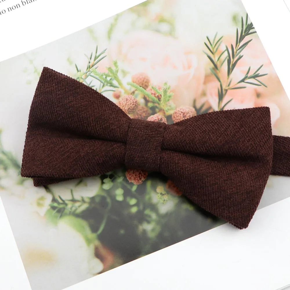 Mens Super Soft Downy Suede Parent-Child Bowtie Set Macarons Solid Color Classic Design Cute Butterfly Red Green Blue Pink Tie