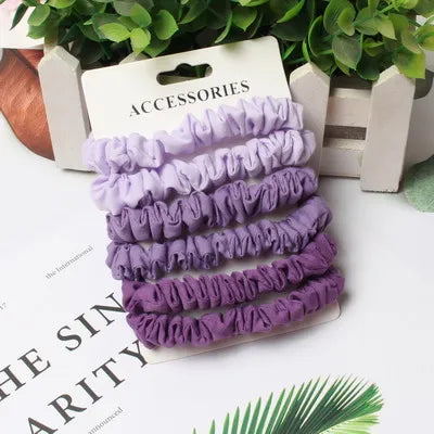 6Pack Women Elastic Hair Bands Cute Hair Ties Gum Print Girls Scrunchies Set Ponytail Holder Small Scrunchy Hair Accessories