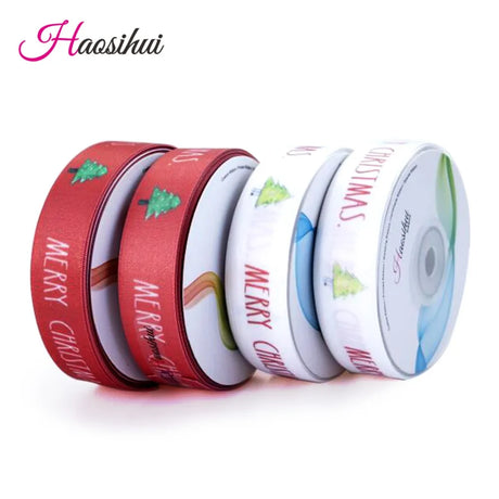 HAOSIHUI Custom Satin Ribbons Personalized Logo Printed Single Face 10~50~100 Yards Polyester for Gift Wedding Birthday DIY Tape