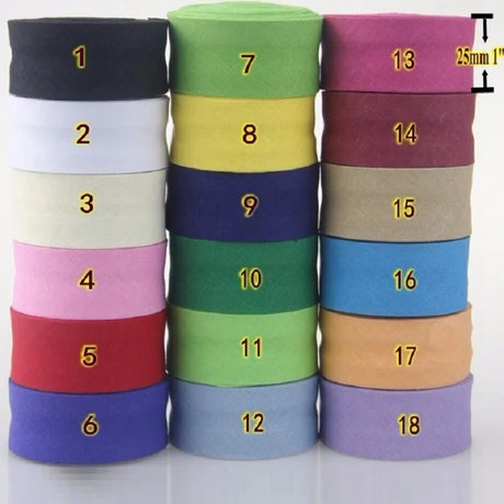 25mm Cotton Folded Bias Tape Ironed Bias Binding for Garment Table Cloth Quilt DIY craft sewing tape 5meters/lot