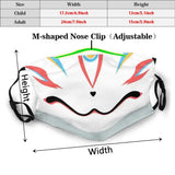 Kitsune Mask " Classic " Funny Print Reusable Pm2.5 Filter Face Mask Fox Kitsune Mouth Nippon Japan Traditional Youkai Maw Ome