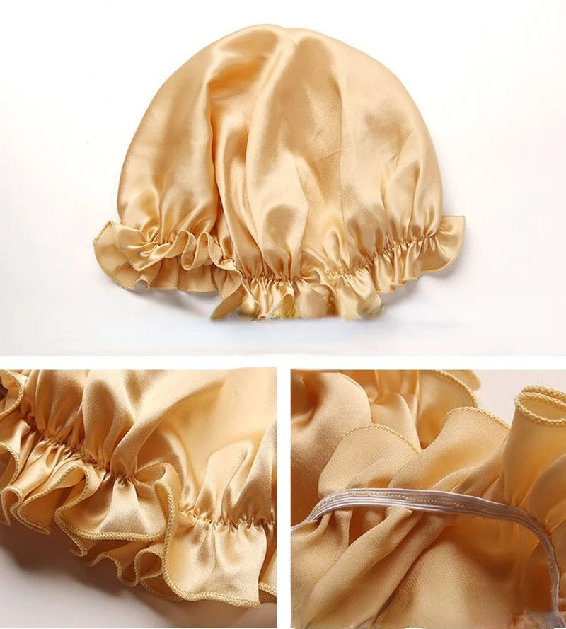 Large 100 Silk Sleeping Cap For Women Hair Bonnets Head Cover Hair Loss Hats Luxury Silk Bonnets Night Hair Wrap Mulberry Silk