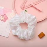 Metallic Laser Elastic Hair Band for Girls Shiny Transparent Scrunchies for Hair Rubber Ties Ponytail Holder Solid Stretch