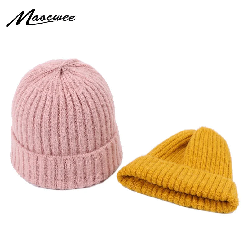 Beanies Cap Children Hat Pure Colour Skullies for Knitting Autumn Winter Warm Solid Color Girl High Quality Outdoor Fashion