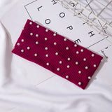 Bow Women's Headbands Pearls Head Bands Knitted Turban Bandana Autumn Winter Elastic Hairband Warm Hair Accessories Headdress