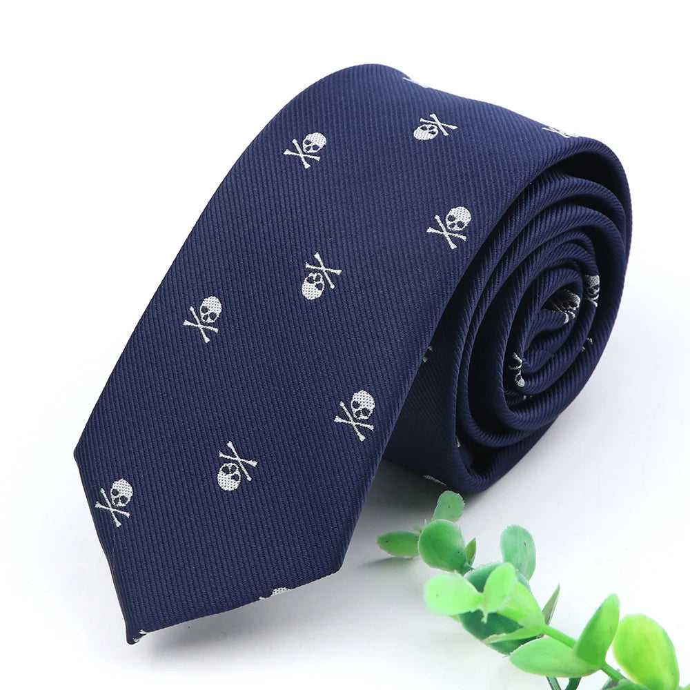 Skull Ties For Men New Casual Slim Classic Polyester Neckties Fashion Man Tie for Wedding Halloween Party Male tie Neckwear