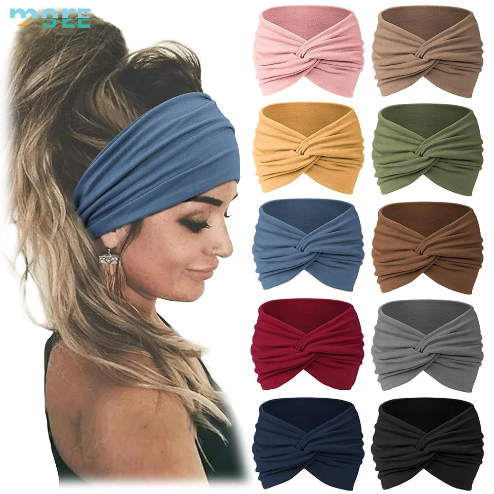 SeeMore Customizable 10 PCS Extra Wide Turban African Style Hair Wrap Head Bands for Women Sports & Entertainment