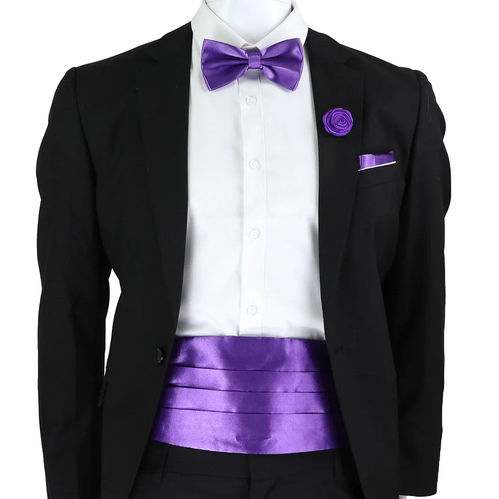 New Fashion Mens Cummerbund Bow Tie Brooch Set Black Red Blue   Waist Seal For Formal Tuxedo Business Suit Dinner Accessories