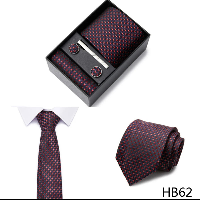 Gravatas For Men Luxury  Tie Hanky Pocket Squares Cufflink Set Necktie Box Male Brown April Fool's Day