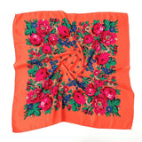 70*70cm Luxury Flowers Square Russian Scarf Women Floral Printed Shawl Female Bandana Head Wrap Headband Scarves Handkerchief