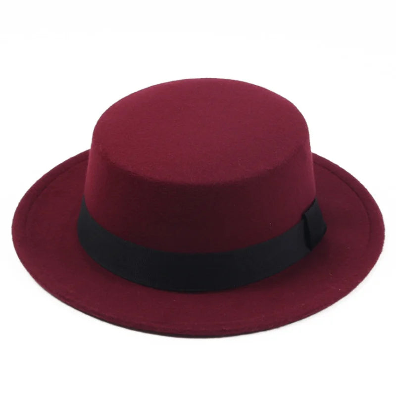 2021 New kids Classic Solid Color Felt Fedoras for boy Artificial Wool Blend Jazz Cap Wide Brim Simple Church Derby Flat Top Hat