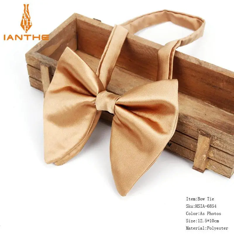 Men's Fashion Suits Bow Tie Women Classic Big Bowtie For Man Wedding Bowknot Adult Mens Bowties Cravats Uniform Solid Black Tie