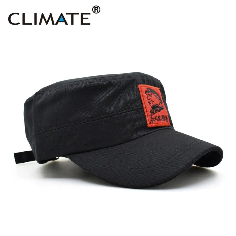 CLIMATE New Men Cool Military Caps Chinese Chairman Mao Zedong Cap Army Green Flat Top Cap The Communist Party Adult Hat Caps