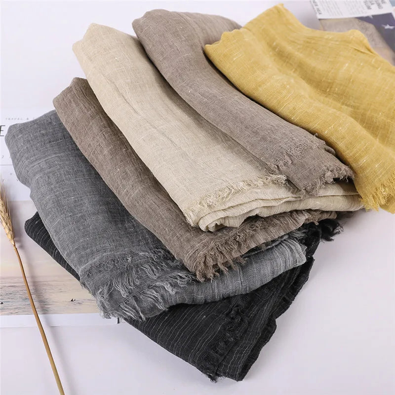 2024 NEW Autumn New Cotton Pashmina Shawl Lady Wrap Warm Winter Scarves Solid Design Print Female Foulard Beach Stoles Scarf