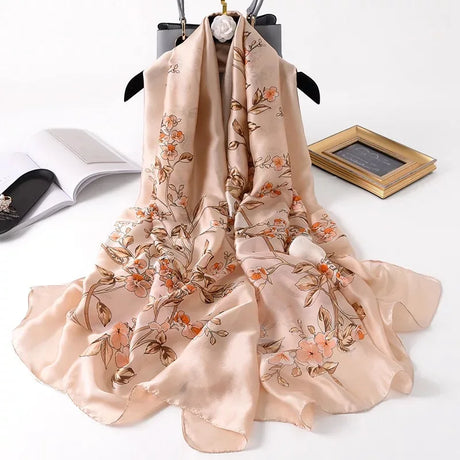 180*90cm Luxury Brand Women Summer Silk Scarves Shawls Lady Wraps Soft Female Flower Print Beach Stole Bandanna foulard muffler