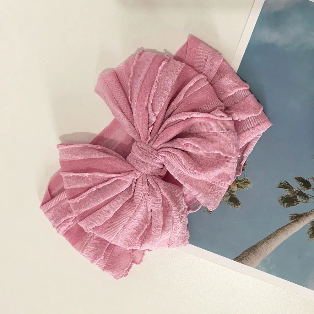 Baby Headband Big Bows For Girls Hair Accessories Jacquard Toddler Wide Headwrap Soft Newborn Hairband Elastic Kids Turban