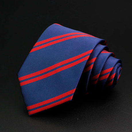 New Men's Tie Classic Stripe 7cm Jacquard Red Blue Green Necktie Daily Wear Cravat Wedding Party Dress Accessories Gift For Man