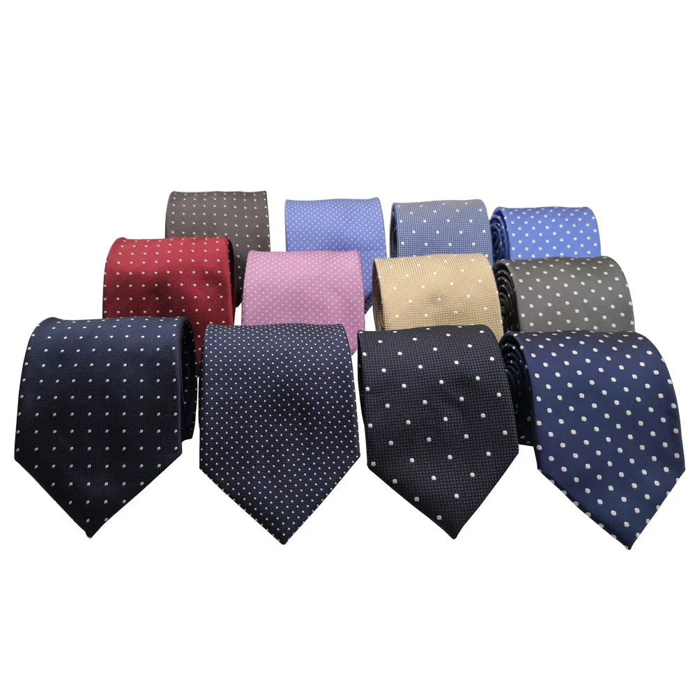 HUISHI 8cm Dot Neckties Skinny Fashion Business Men Polyester Microfiber Neck Tie Polka Check Men Neckie For Gentlemen Wedding