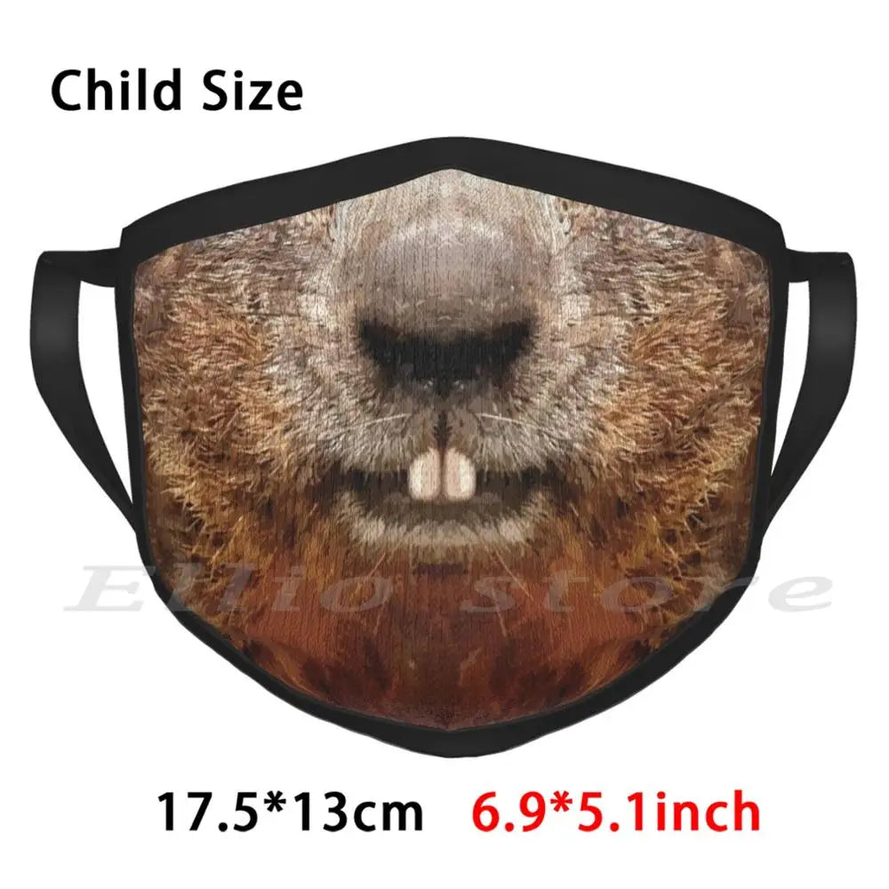 Beaver Face Adult Kids Anti Dust DIY Scarf Mask Beaver Teeth Wild Smile Smiling Face Lips Animal Nature Funny Pet Hairy Friend