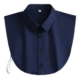 Mens Office Detachable Dickey Solid Color Button False Collar Lapel Half Shirt