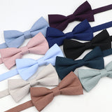 Soft Polyester Solid 15 Colors Father-son Bowtie Set Black Blue Khaki Butterfly Casual Bow Tie For Men Boy Wedding Accessory