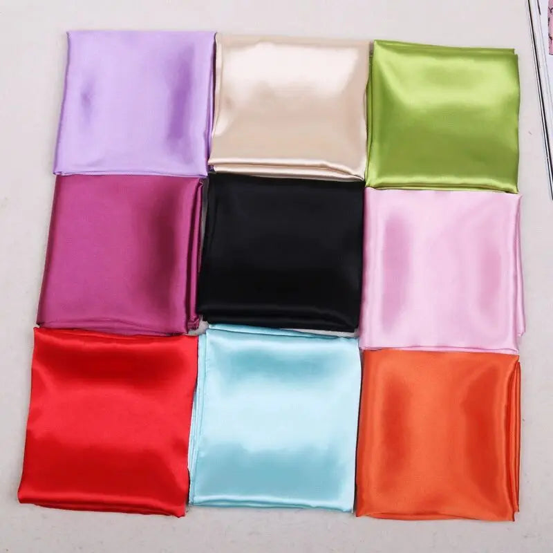 60cm Spring New Monochrome Solid Color Women's Occupatio Fashion Decoration Small Square Scarf Silk Scarf Head Scarf Small Scarf