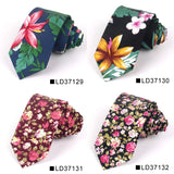 New Floral Tie For Men Women Skinny Cotton Neck Tie For Wedding Casual Mens Neckties Classic Suits Flower Print Neck Ties Cravat