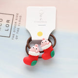2pcs New Cute Cartoon Christmas Elk Elastic Hair Bands Rubber Hair Rope Tie Girls Hair Scrunchie Ponytail Holder Gum Accessories