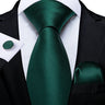 DiBanGu Green Teal Ties For Men Hanky Cufflinks Set 17 Styles Necktie For Male Business Wedding Party Mens Ties New Arrival Tie