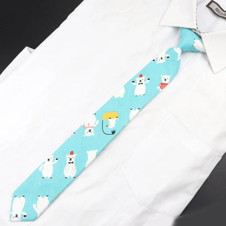 Cotton Floral Cartoon Animal Vintage Kids Child Girl Casual Necktie Cute Dog Duck Chicken Bear School Daily Skinny Small Ties