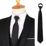 Narrow Black Neck Tie For Men Women Polyester Zipper Neck Ties Suits Classic Ties For Wedding Business Men Skinny Necktie