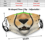 Cheetah Face Funny Print Reusable Pm2.5 Filter Face Mask Cheetah Cat Spotted Spots Spotty Feline Face Animal Anthro Furry Mask